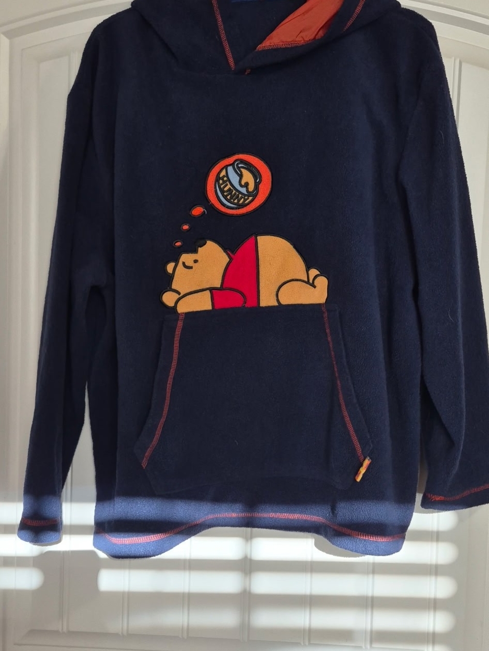 Disney Men's Navy Crewneck Winnie the Pooh Pullover with Orange Accents